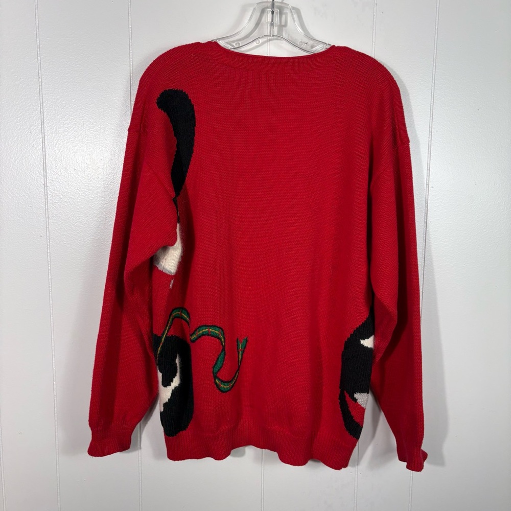 Susan Bristol Cat Kitten Print Hand Knit Vintage 1995 Sweater Wool Cardigan L - Picture 8 of 8